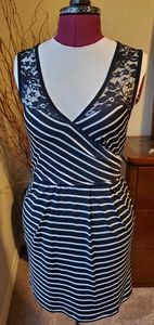Black & White Jersey Sundress with lace accent